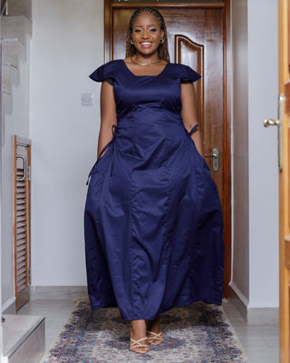 Katoloni Cotton Maxi Dress - Navy Blue