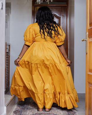 Kaseve Cotton Maxi Dress - Mustard Yellow