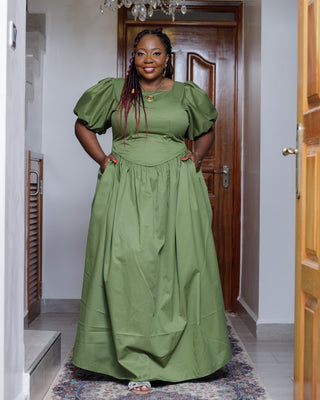 Kaluma Cotton Maxi Dress - Jungle Green