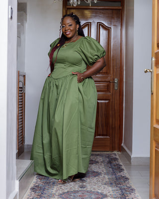 Kaluma Cotton Maxi Dress - Jungle Green