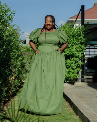 Kaluma Cotton Maxi Dress - Jungle Green