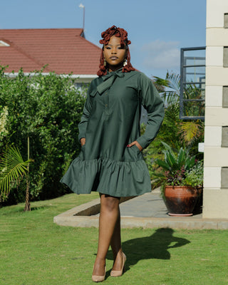 Kamuuani Cotton Knee Dress - Navy Blue