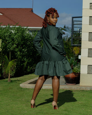 Kamuuani Cotton Knee Dress - Navy Blue