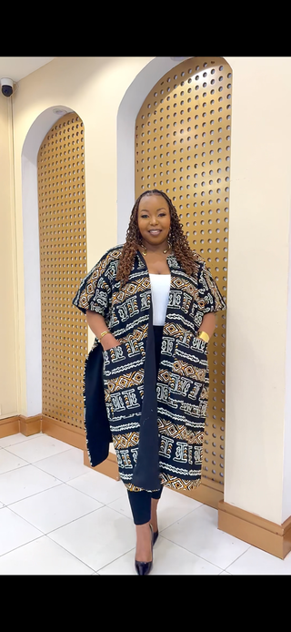 Ilmao Poncho Ankara - Mustard Print