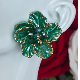 Earrings Floral Design 2 - Green