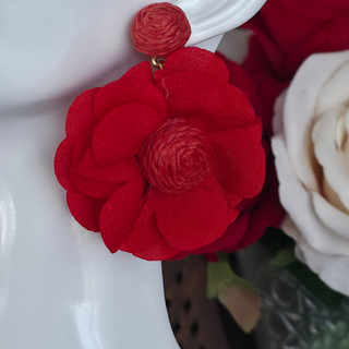 Earrings Floral Design 4 - Red
