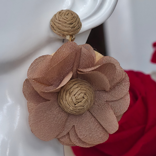 Earrings Floral Design 4 - Brown