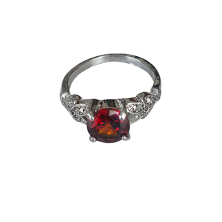 Ring Gold Stone Ruby with Crystals - Red
