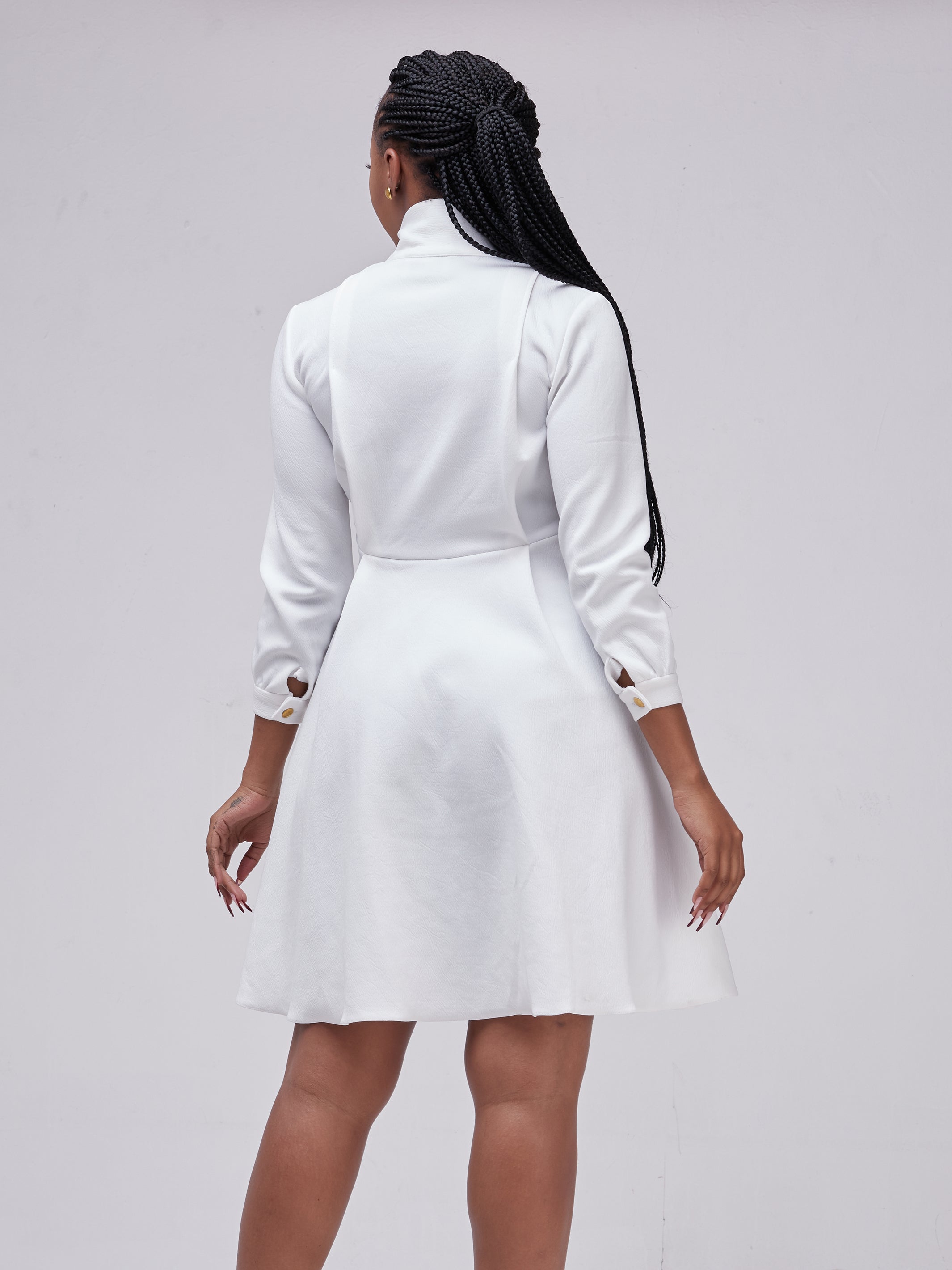 White button down faux pearl skater shirt best sale dress