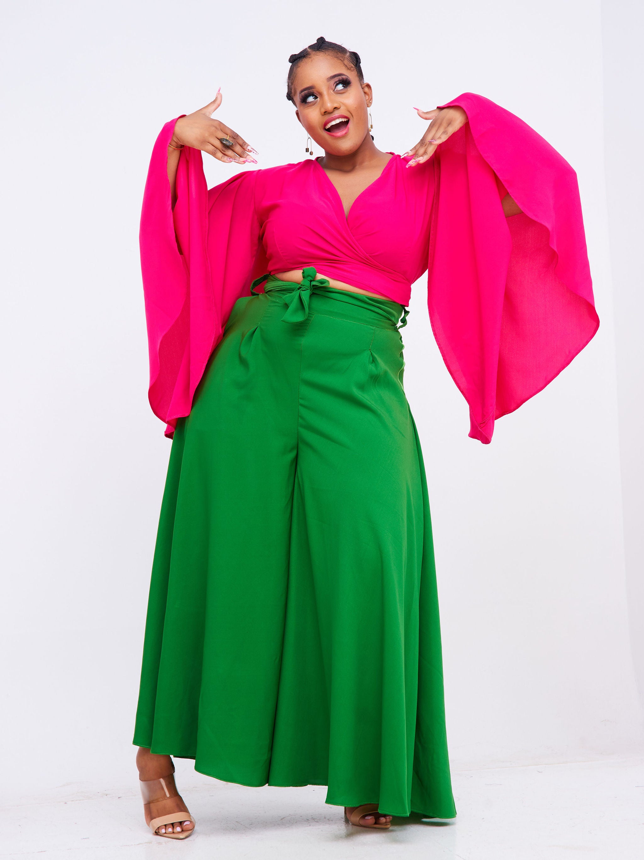 Green palazzo pants clearance outfit