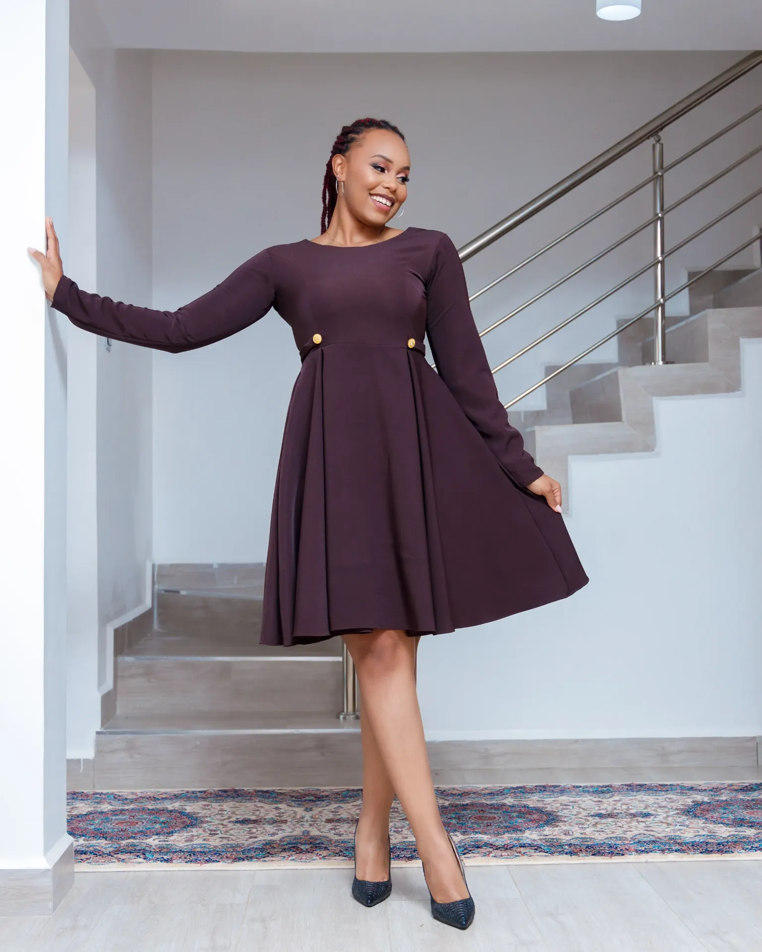 [Brown] Achivwa Dress Chocolate Brown (2XS)