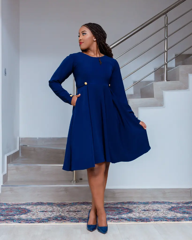 [Blue] Achivwa Dress Navy Blue (2XS)