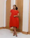 Alim Knee Length Dress Fire Brown