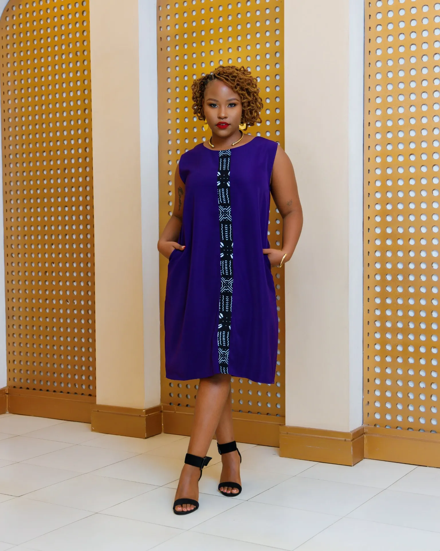 [Purple] Ankara Chola Knee Length Purple (2XS)