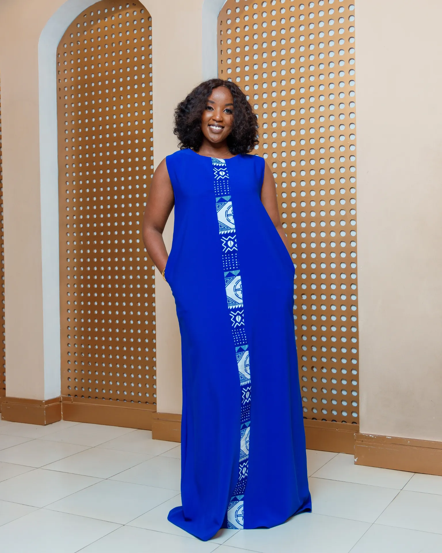 [Blue] Ankara Chola Maxi Dress Royal Blue (2XS)