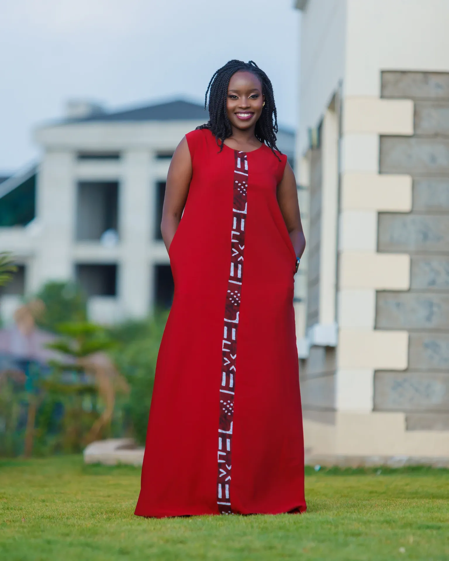 Ankara Chola Maxi Dress Maroon