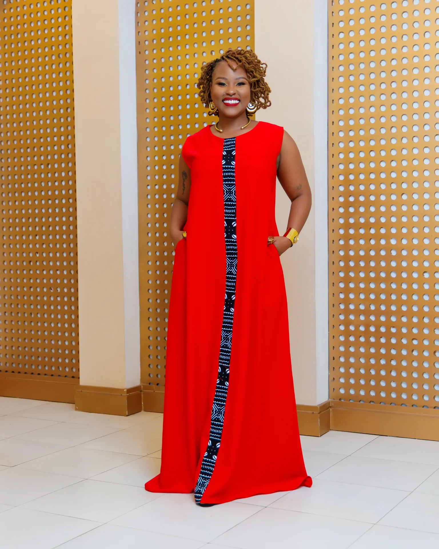 Ankara Chola Maxi Dress Red