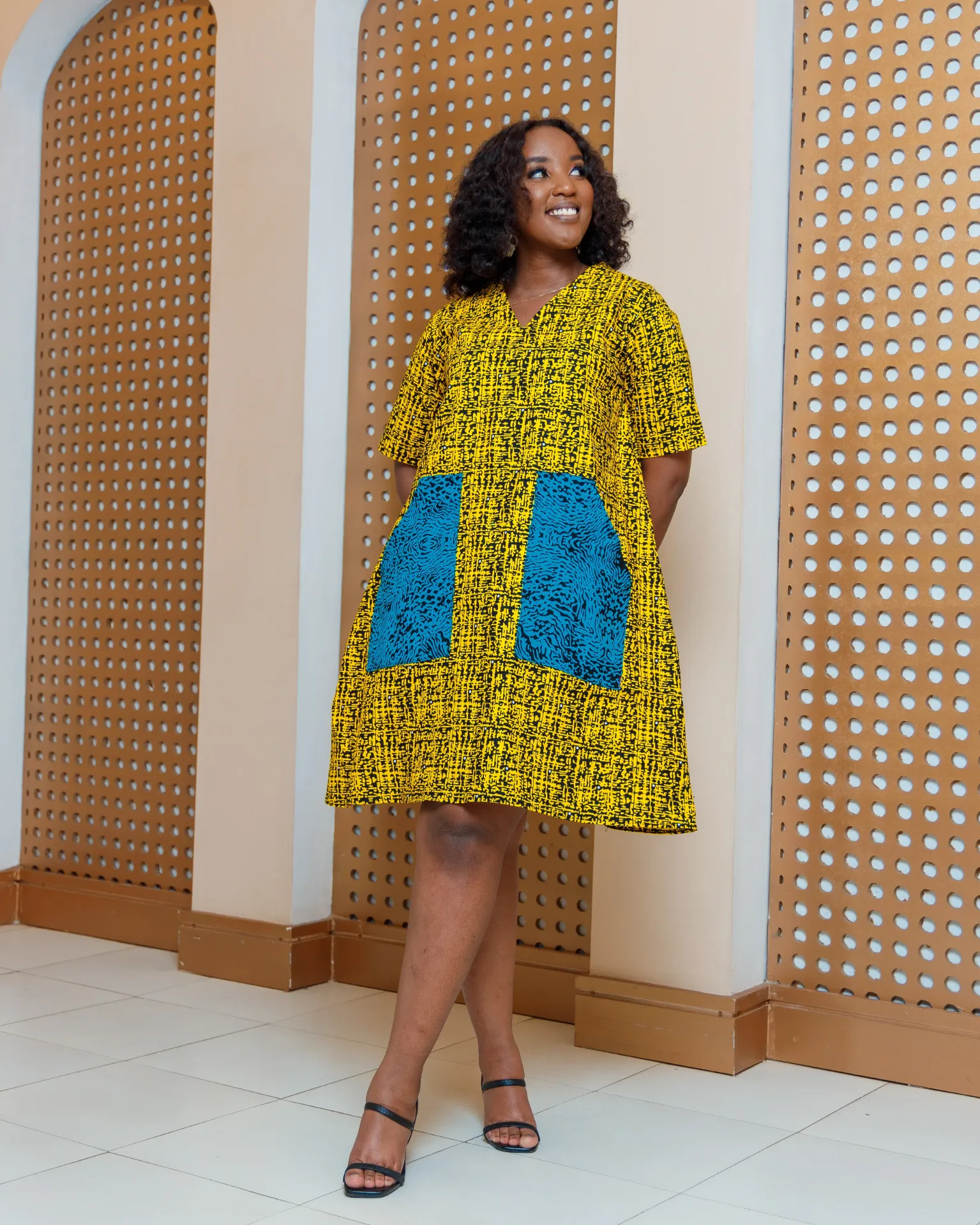 [Yellow] Ankara Esibila Dress Yellow (2XS)