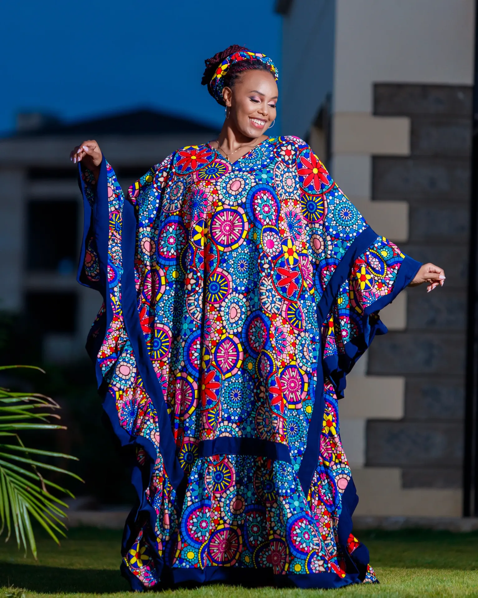 Ankara Longisa Kaftan Multi Navy Blue