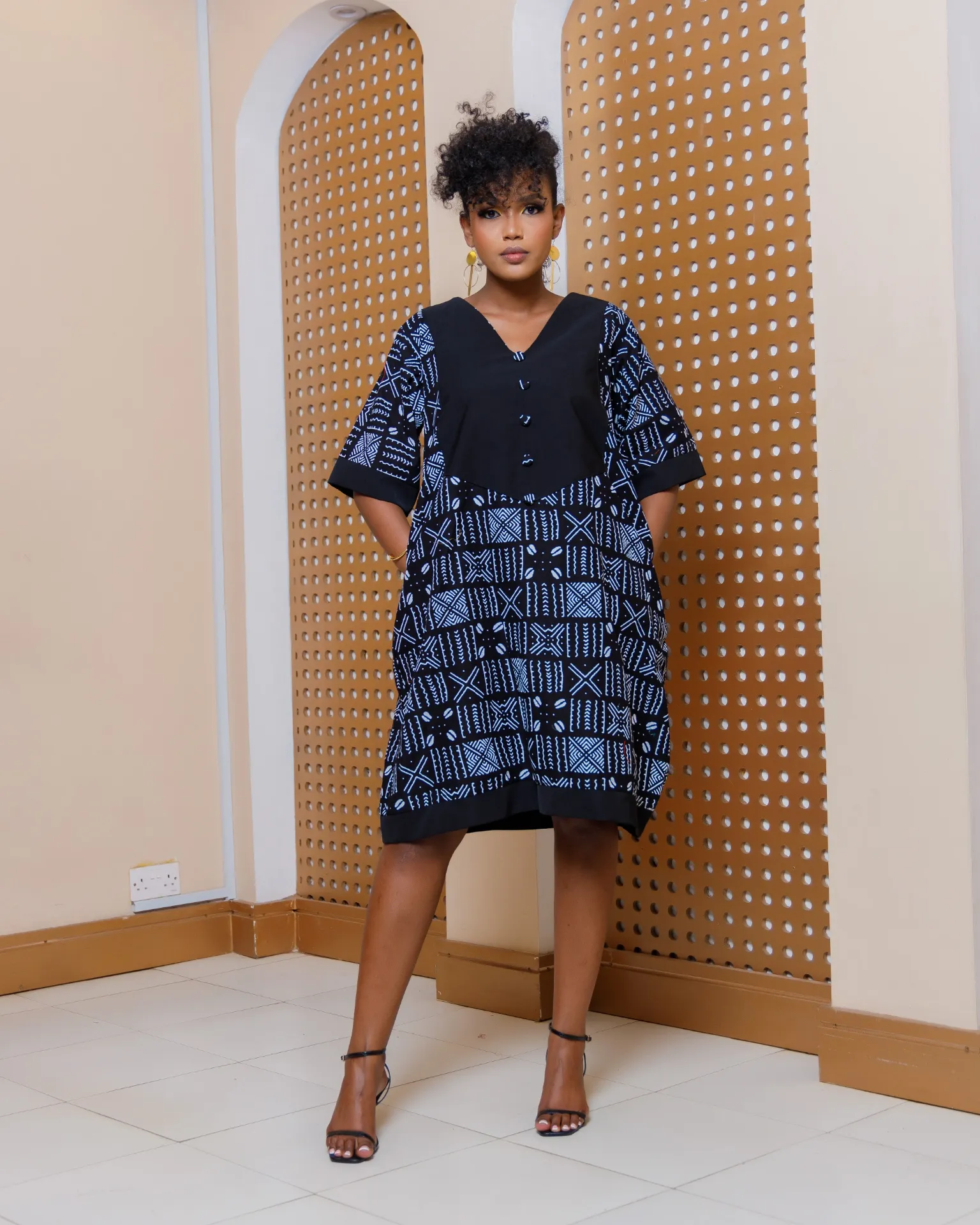 [Black] Ankara Luanda Dress Black (2XS)