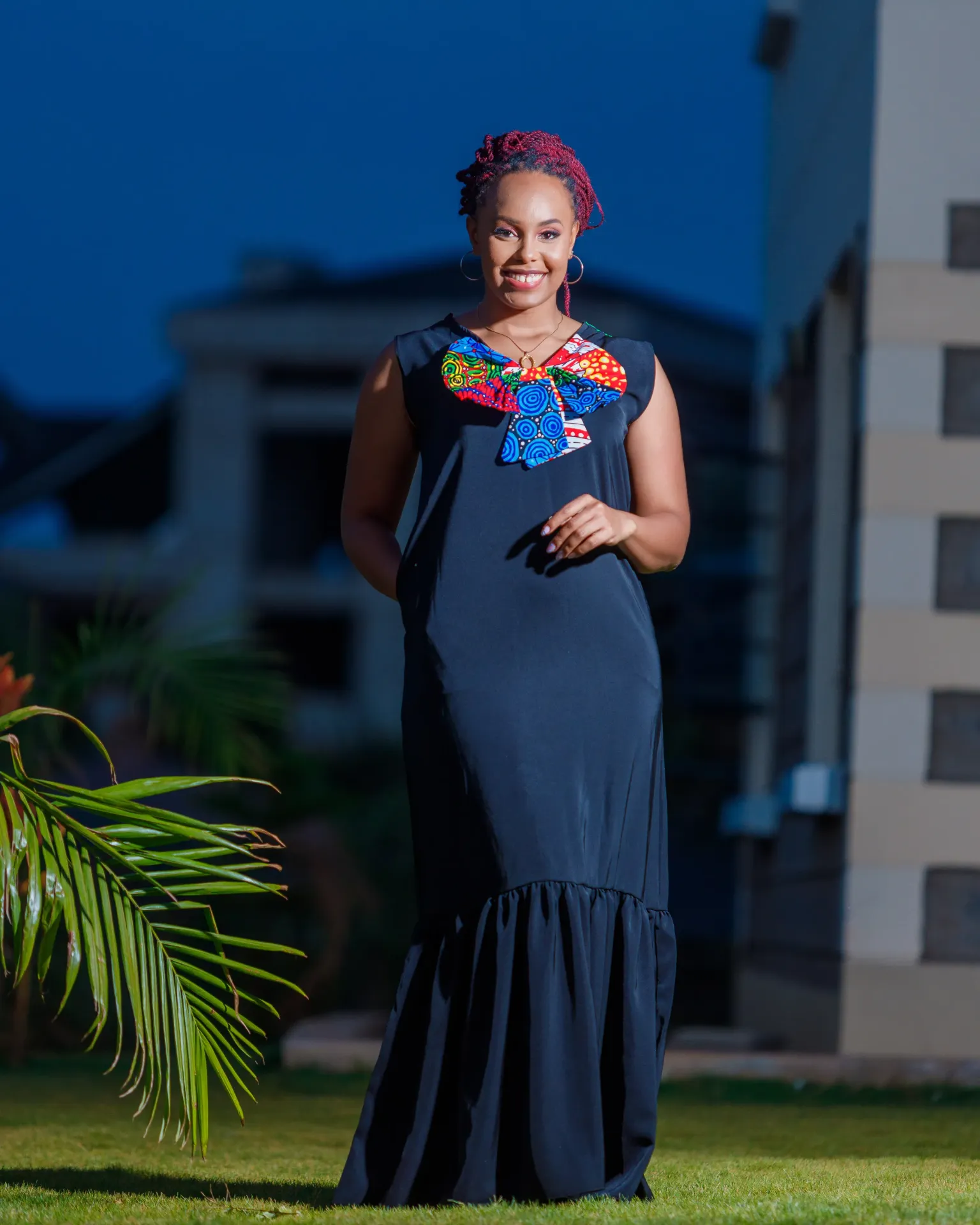 [Black] Ankara Lwanya Dress (2XS)