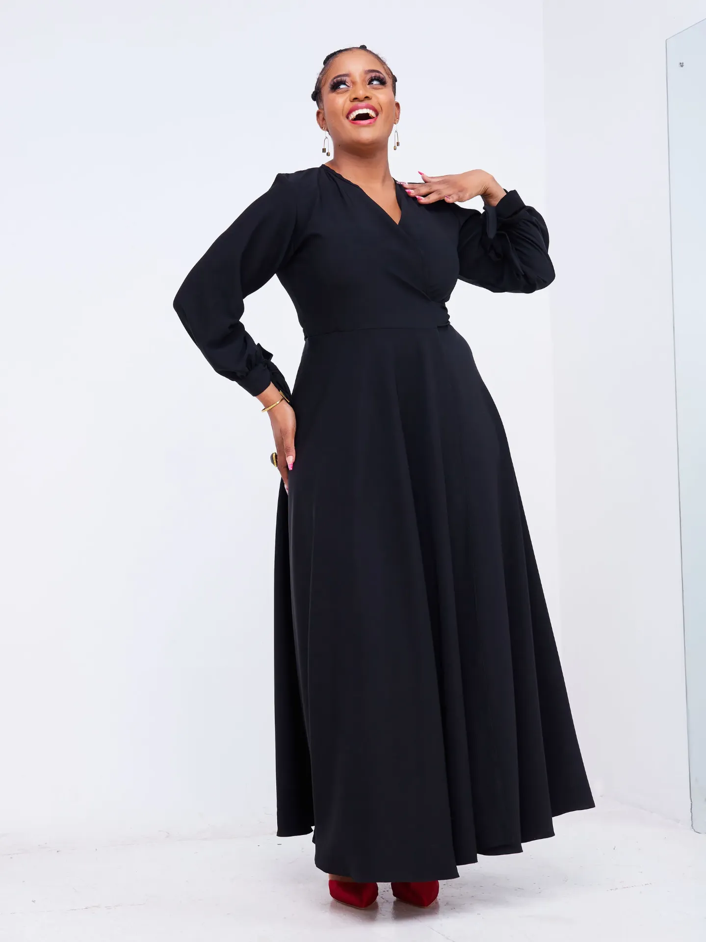 [Black] Asali Maxi Wrap Dress Black (2XS)