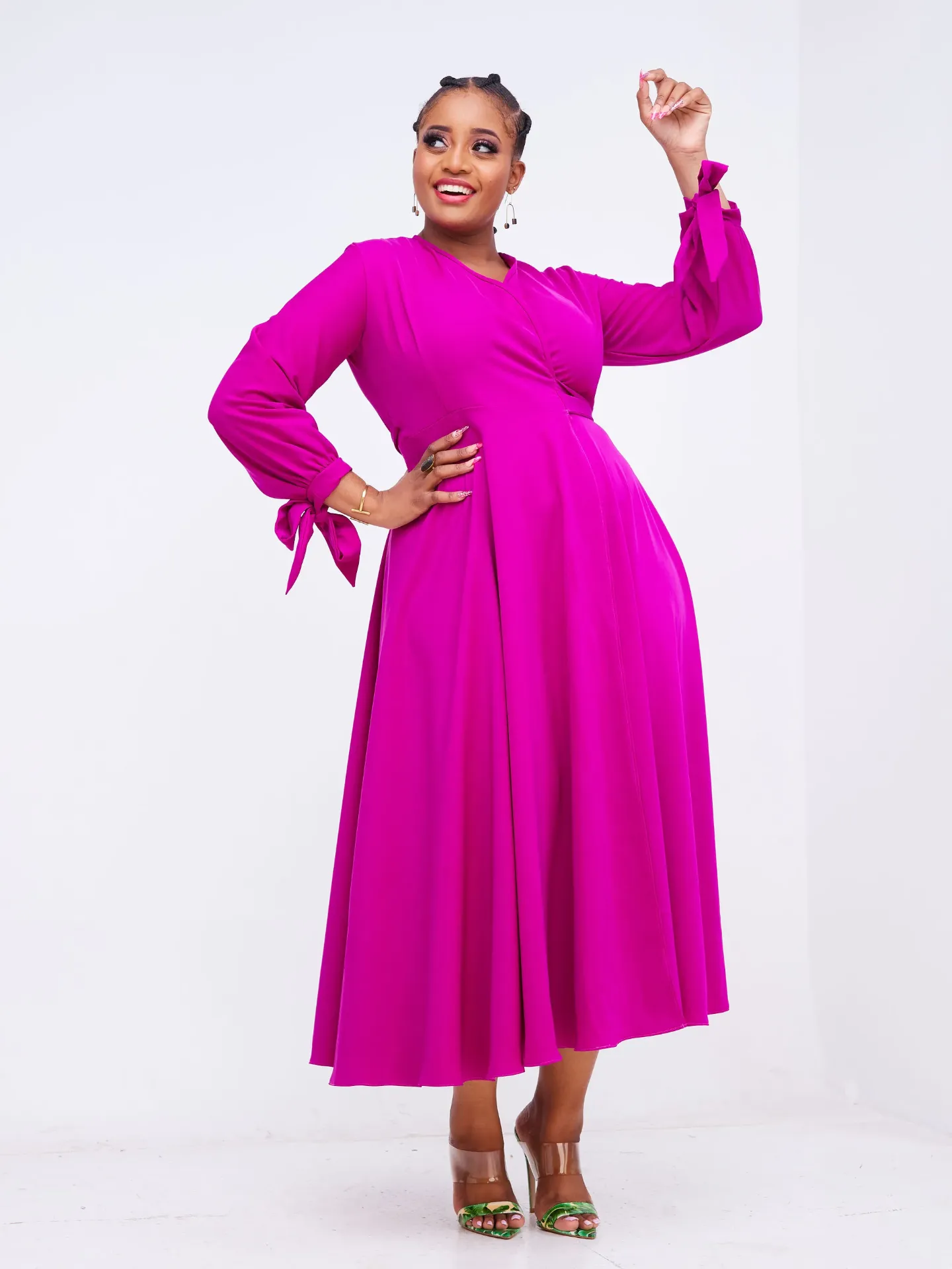 [Fuchsia] Asali Maxi Wrap Dress Fuchsia (2XS)