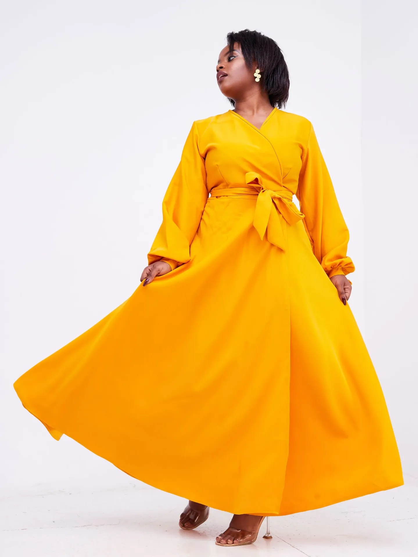 [Yellow] Asali Maxi Wrap Dress Mustard Yellow (2XS)