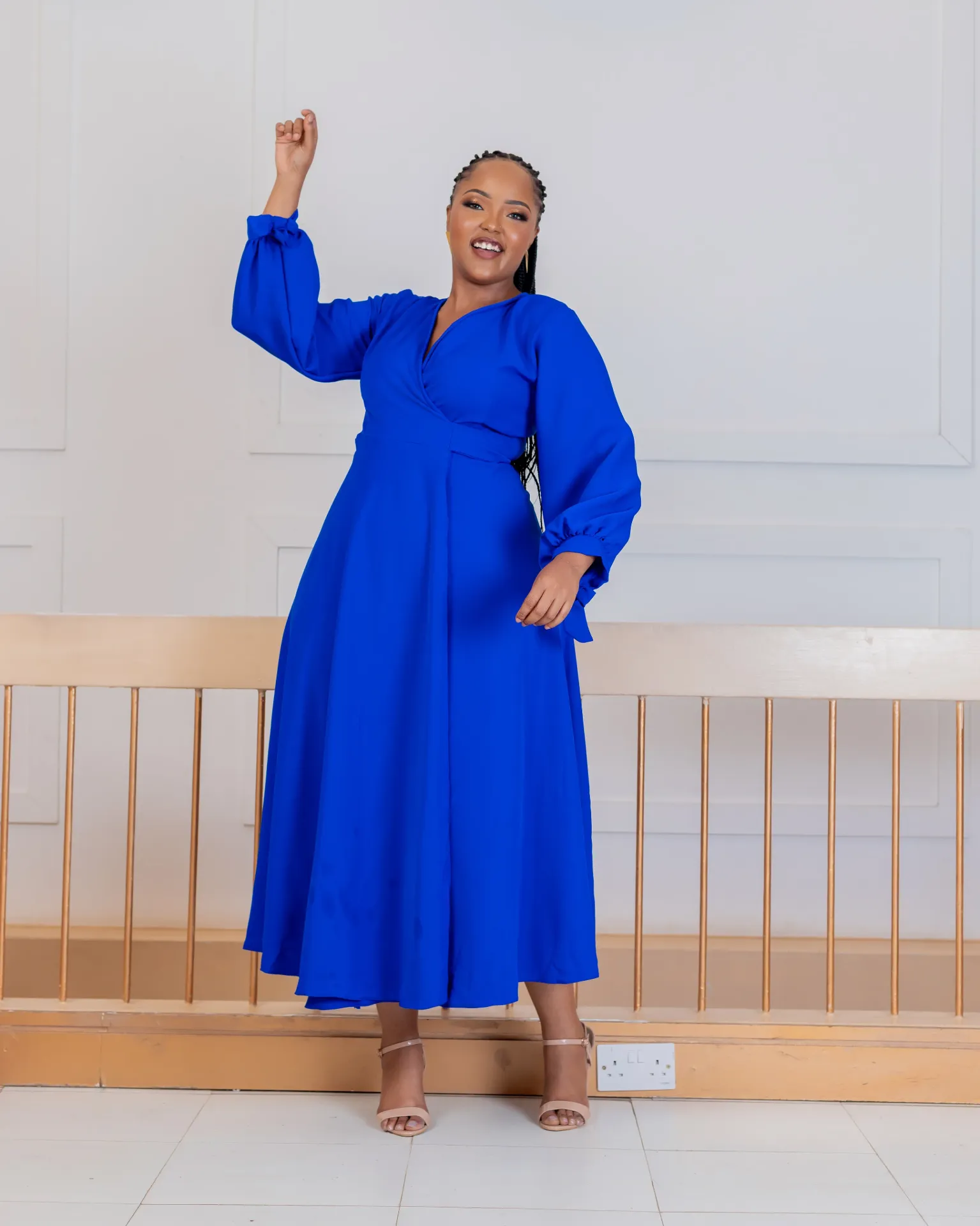 [Blue] Asali Maxi Wrap Dress Royal Blue (2XS)