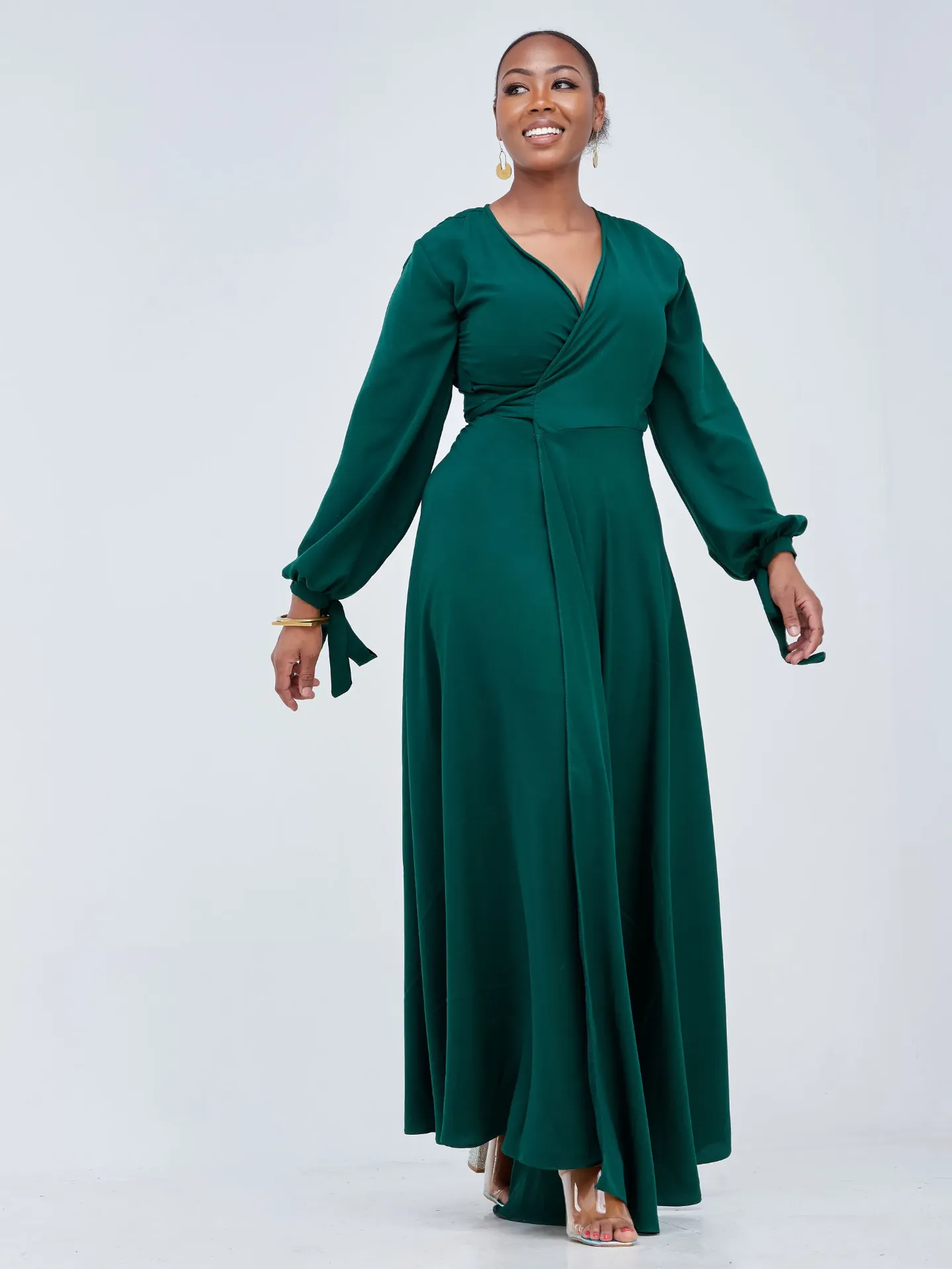 Asali Wrap Maxi Dress Emerald Green