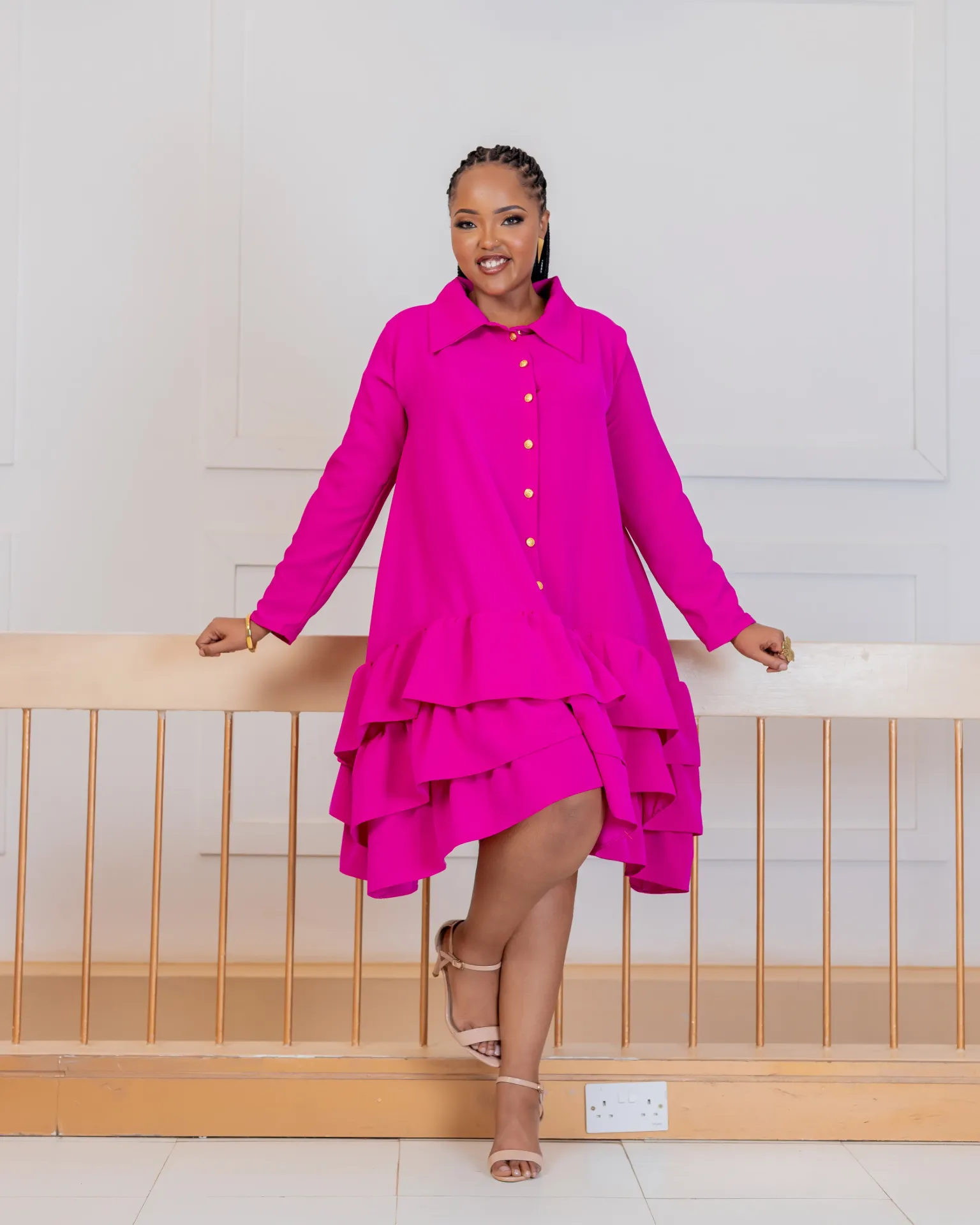 [Fuchsia] Ayweyo Shift Dress Fuchsia (2XS)