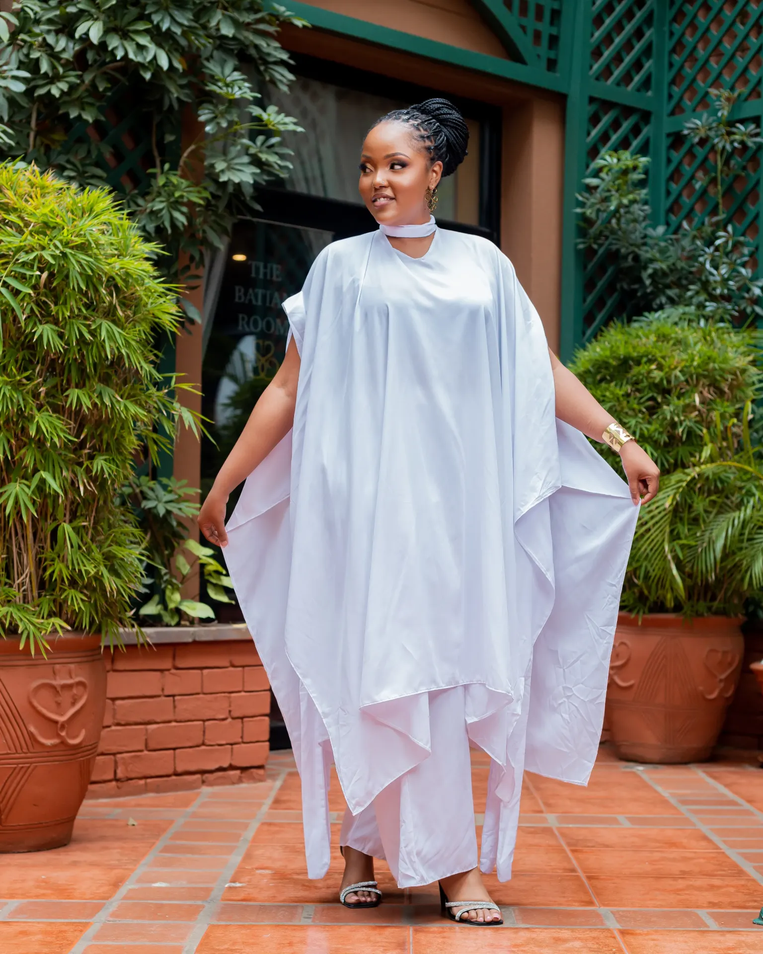 [White] Butula Full Set Dress Top Pants White (2XS)