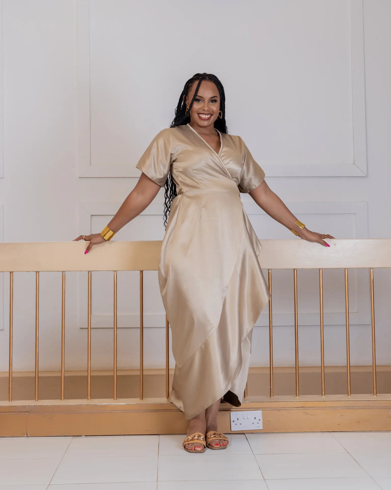 Chaiyat Maxi Wrap Dress Nude