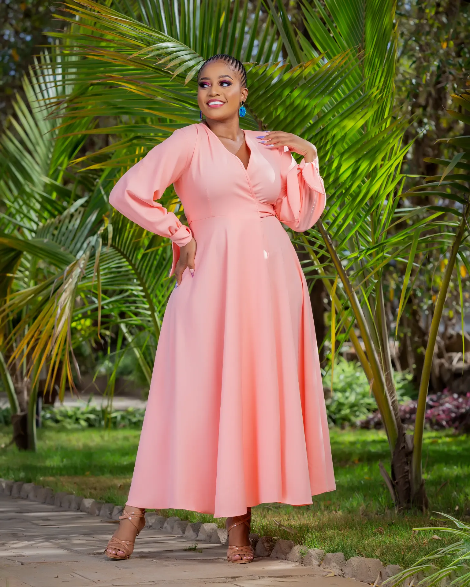 [Peach] Asali Maxi Wrap Dress Peach (2XS)