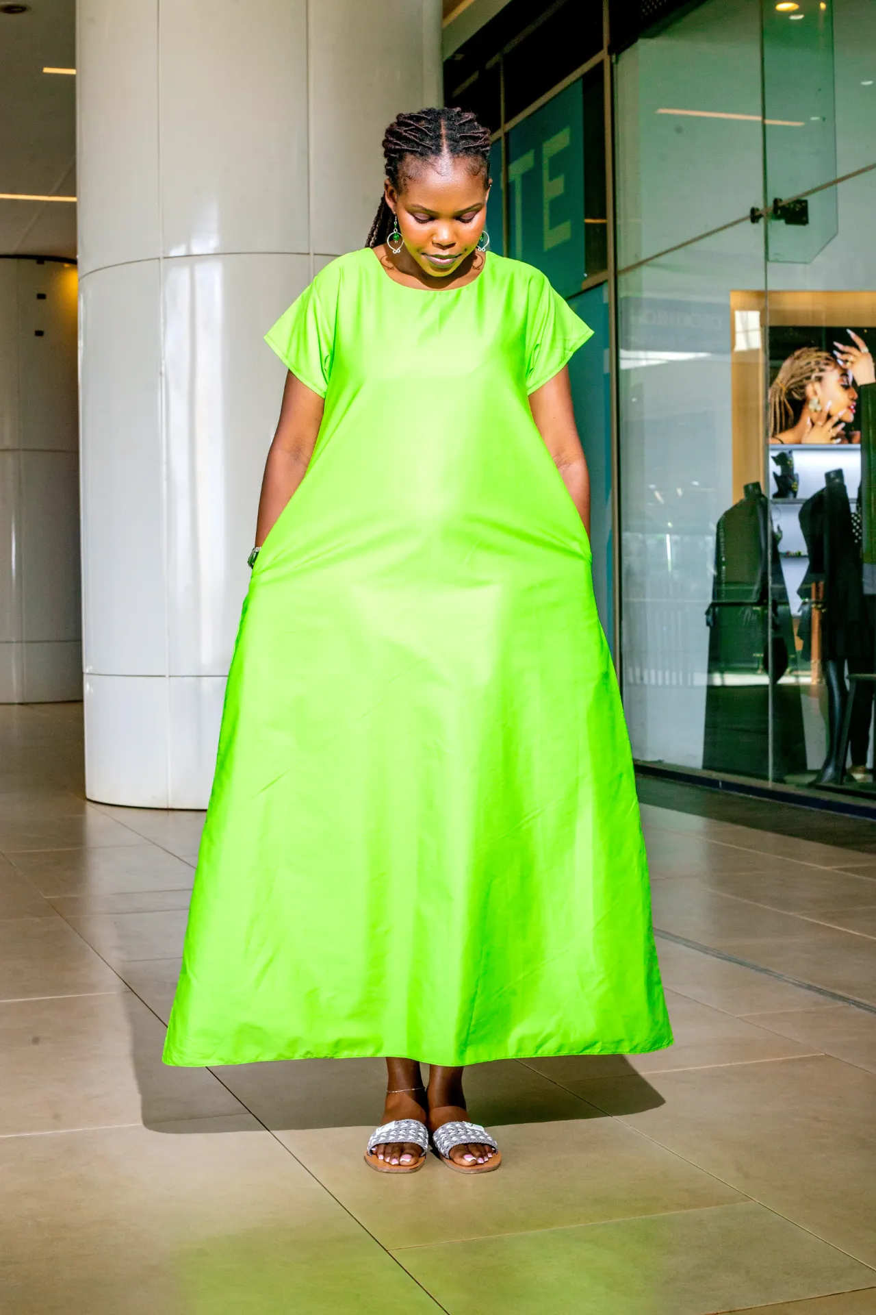 Emuriri Cotton Maxi Dress - Lime Green