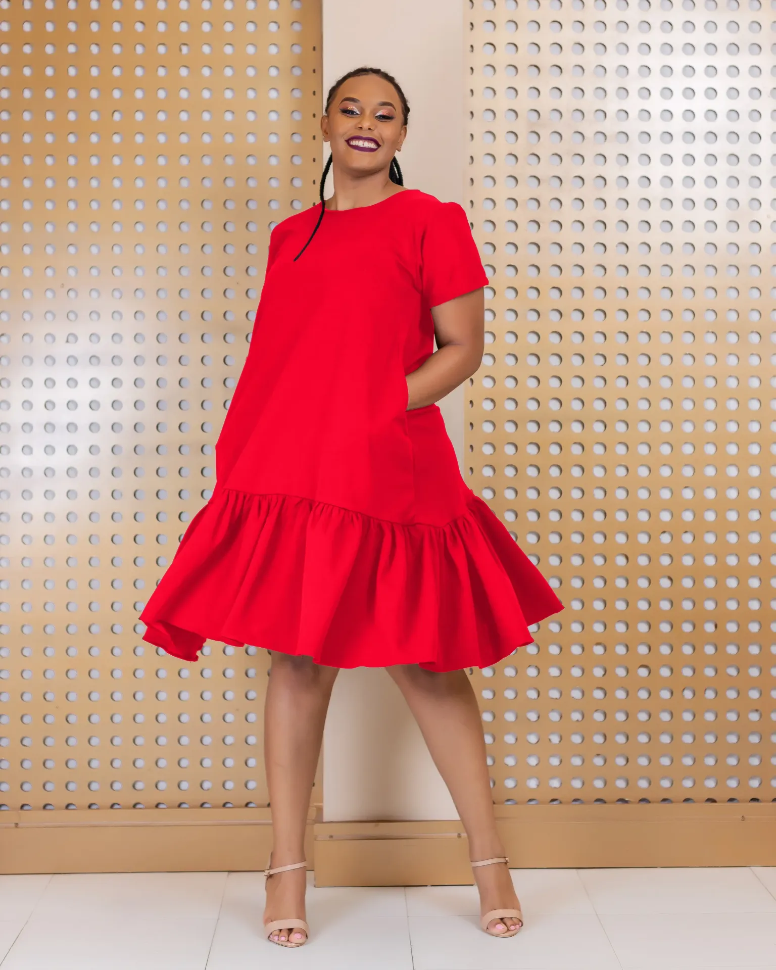 Galana Shift Dress Red