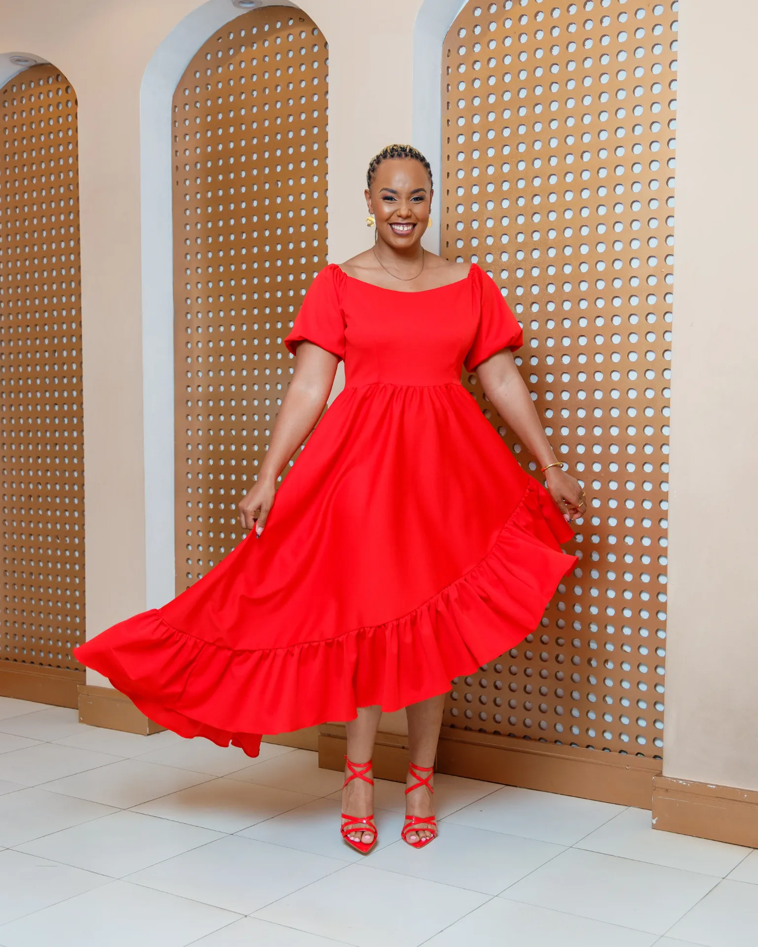 [Red] Irechea Dress Red (2XS)