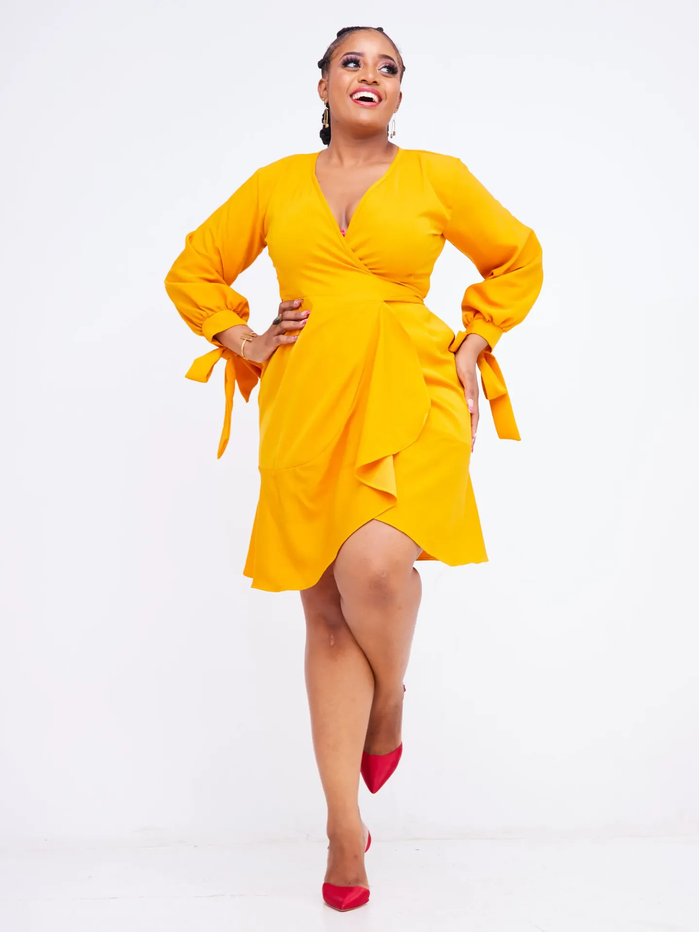 Kajire Wrap Dress Mustard Yellow