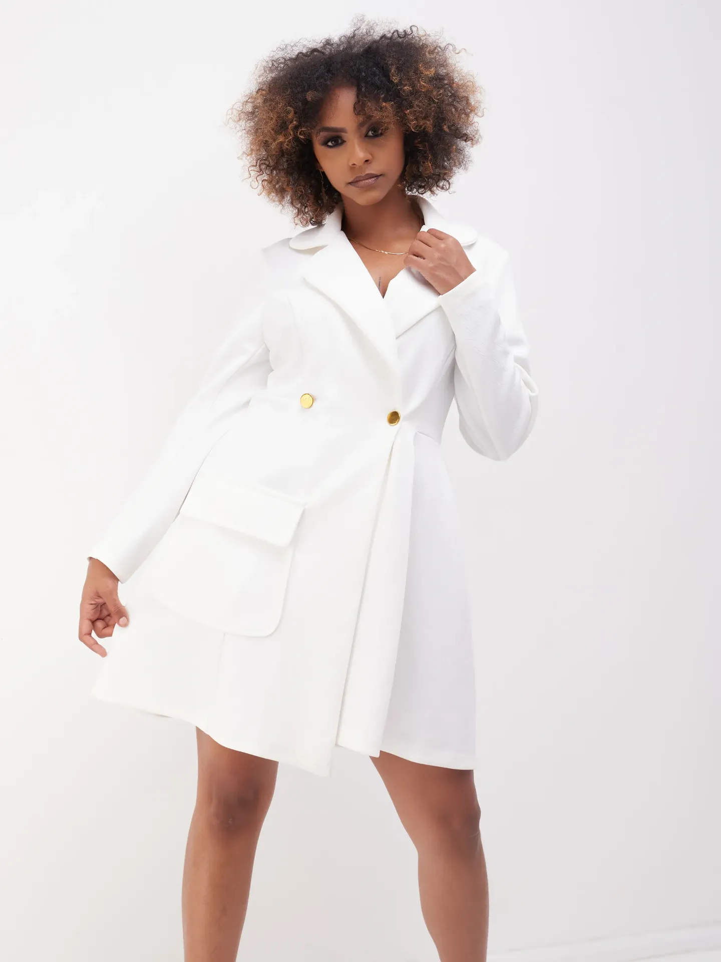[White] Kalasha Coat Dress White (2XS)