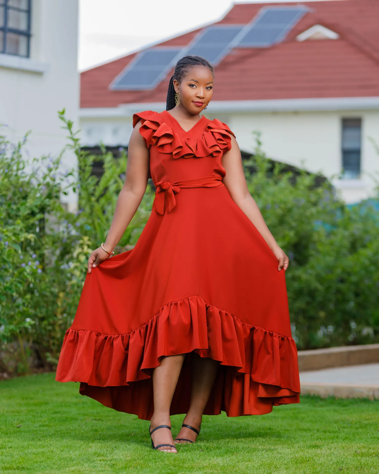 [Orange] Kendu Dress Fire Brown Burnt Orange (2XS)