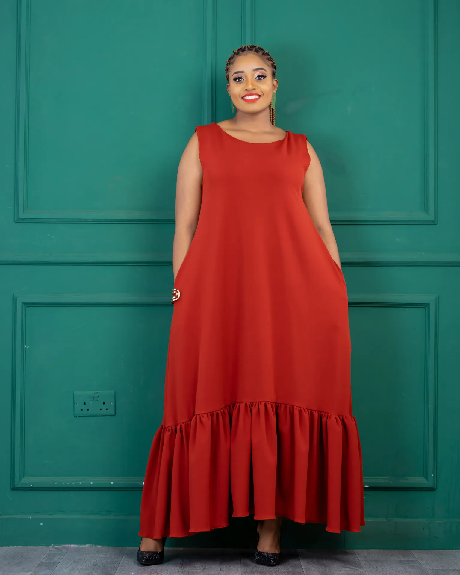 Lugala Maxi Shift Dress Fire Brown