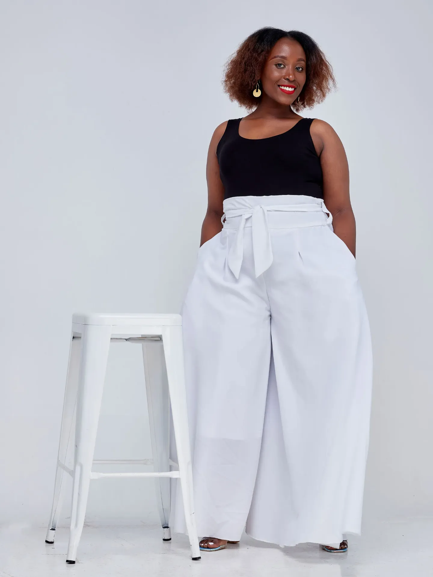 [White] Matian Pallazo Pants Only White (2XS)