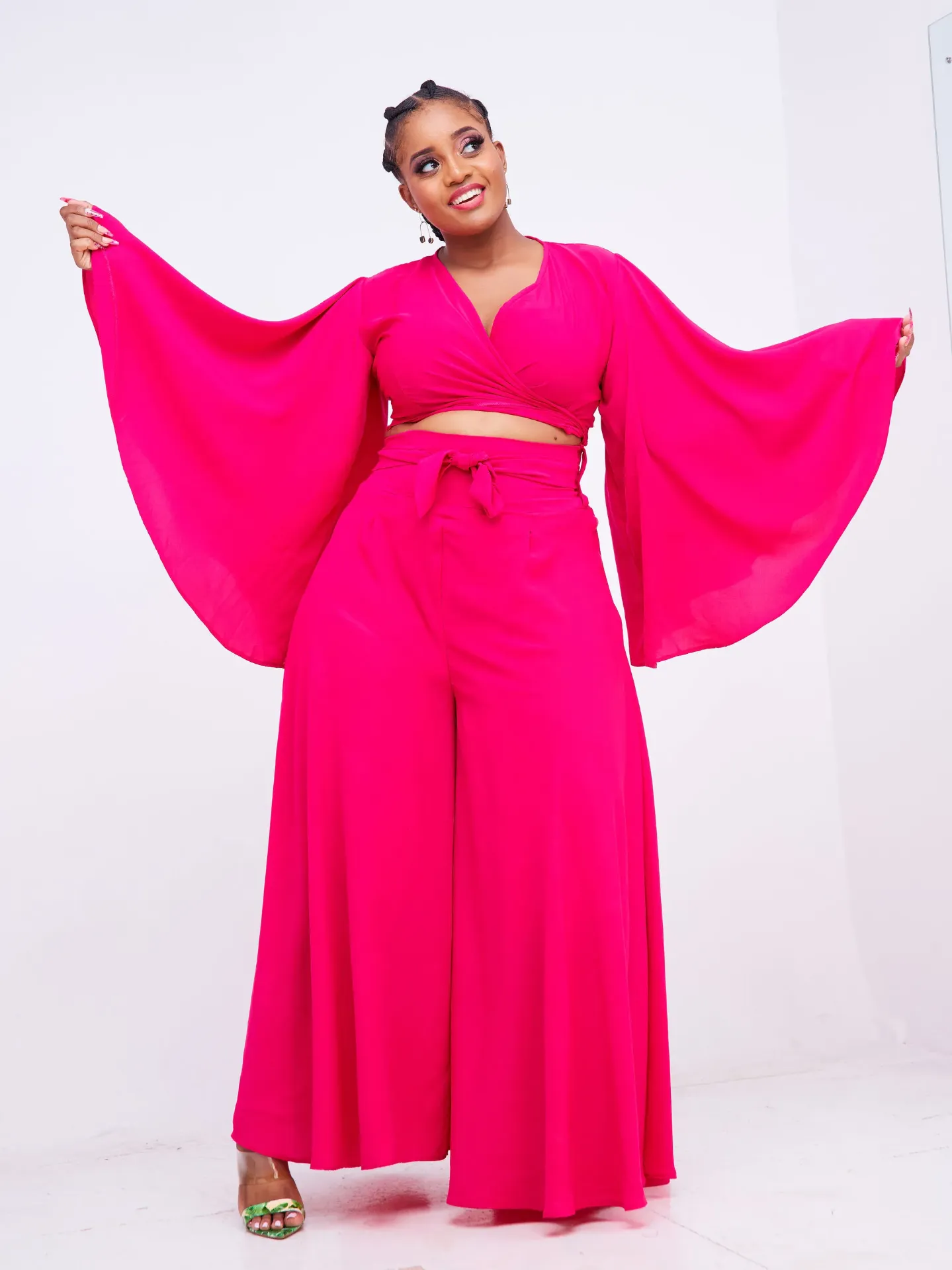 Matian Set Pallazo Top Hot Pink