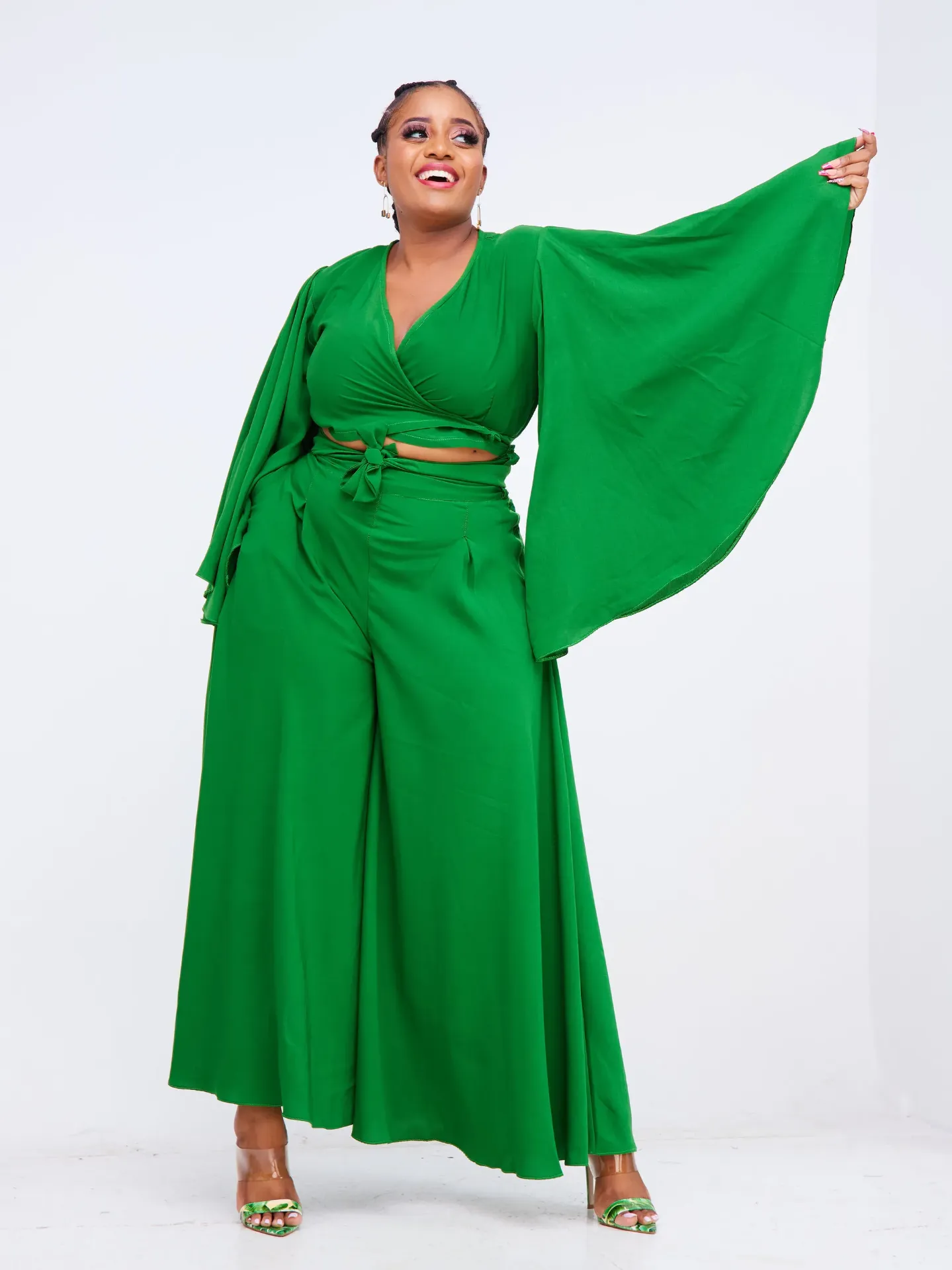 Matian Set Pallazo Top Shamrock Green