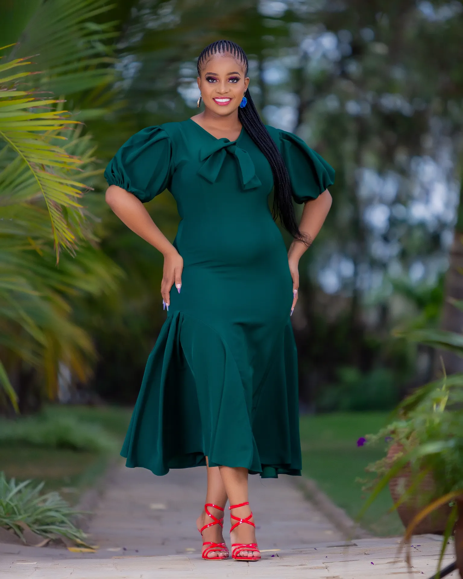 Mbita Midi Dress Emerald Green