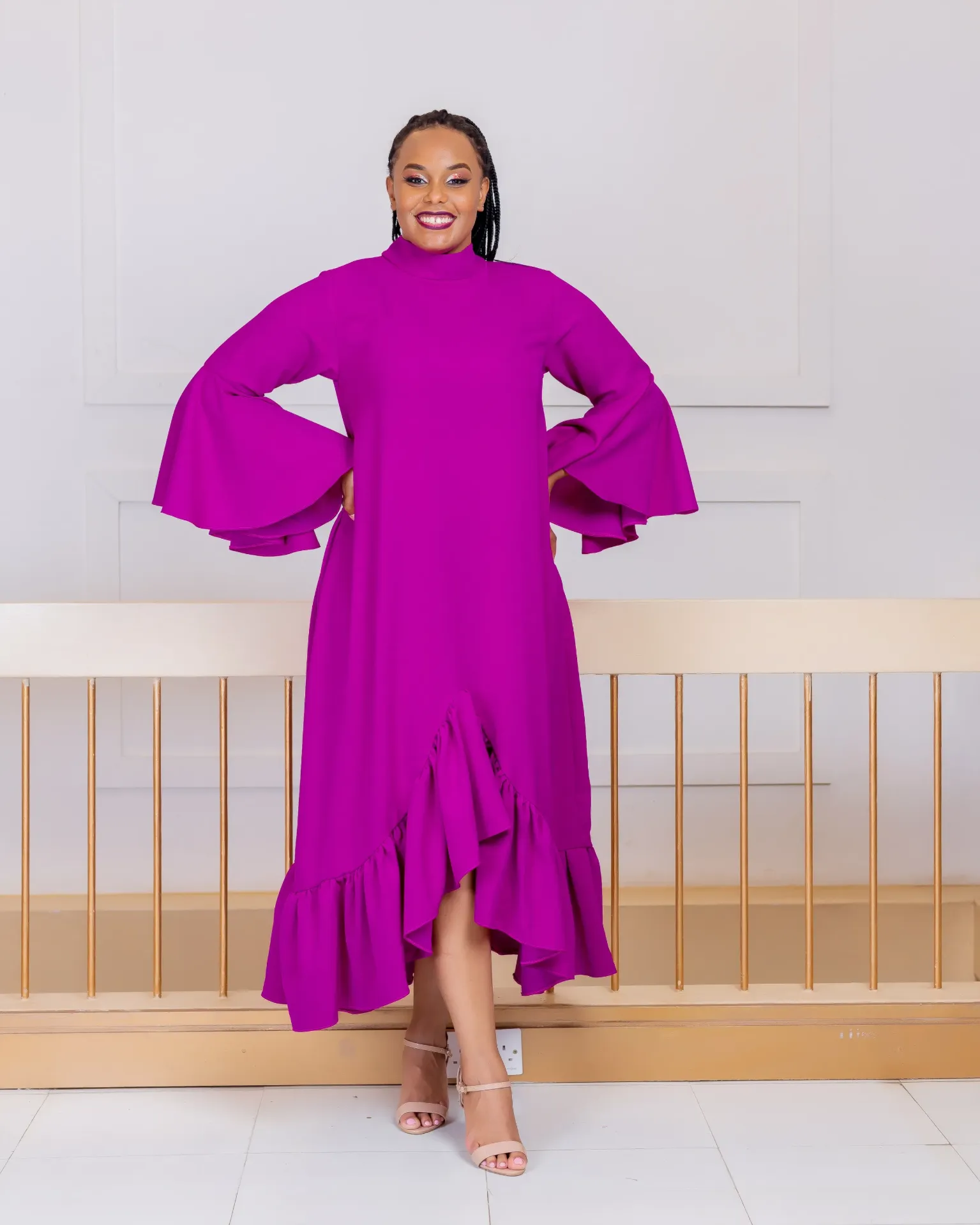[Fuchsia] Nyakach Shift Dress Fuchsia (2XS)