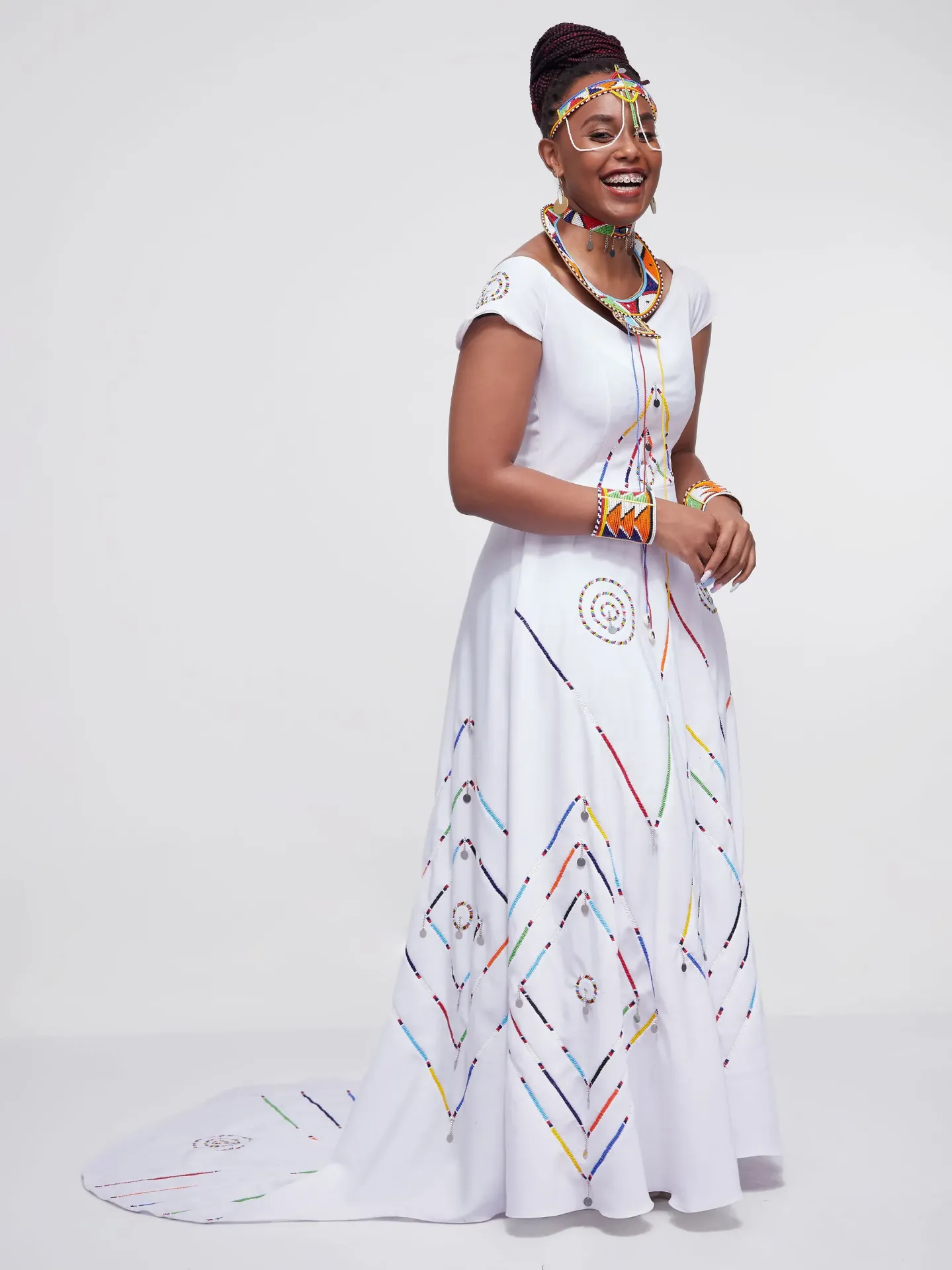 [White] Traditional Maasai Dress White (2XS)