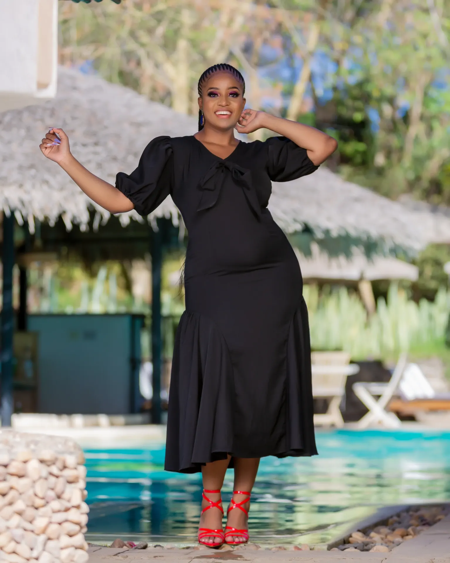 [Black] Mbita Midi Dress (2XS)