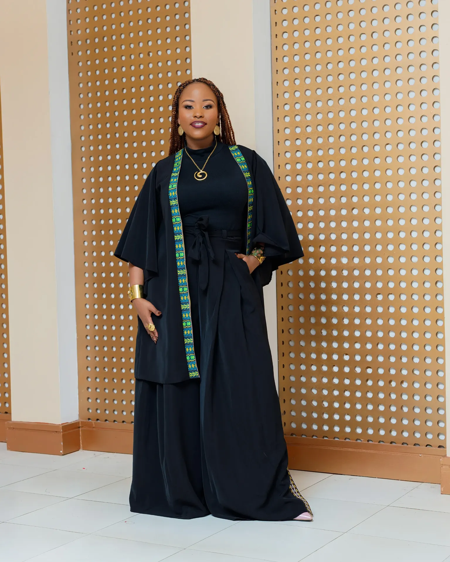 [BLACK] Enchoro Full Set (Kimono + Palazzo Pants) - Black (2XS)
