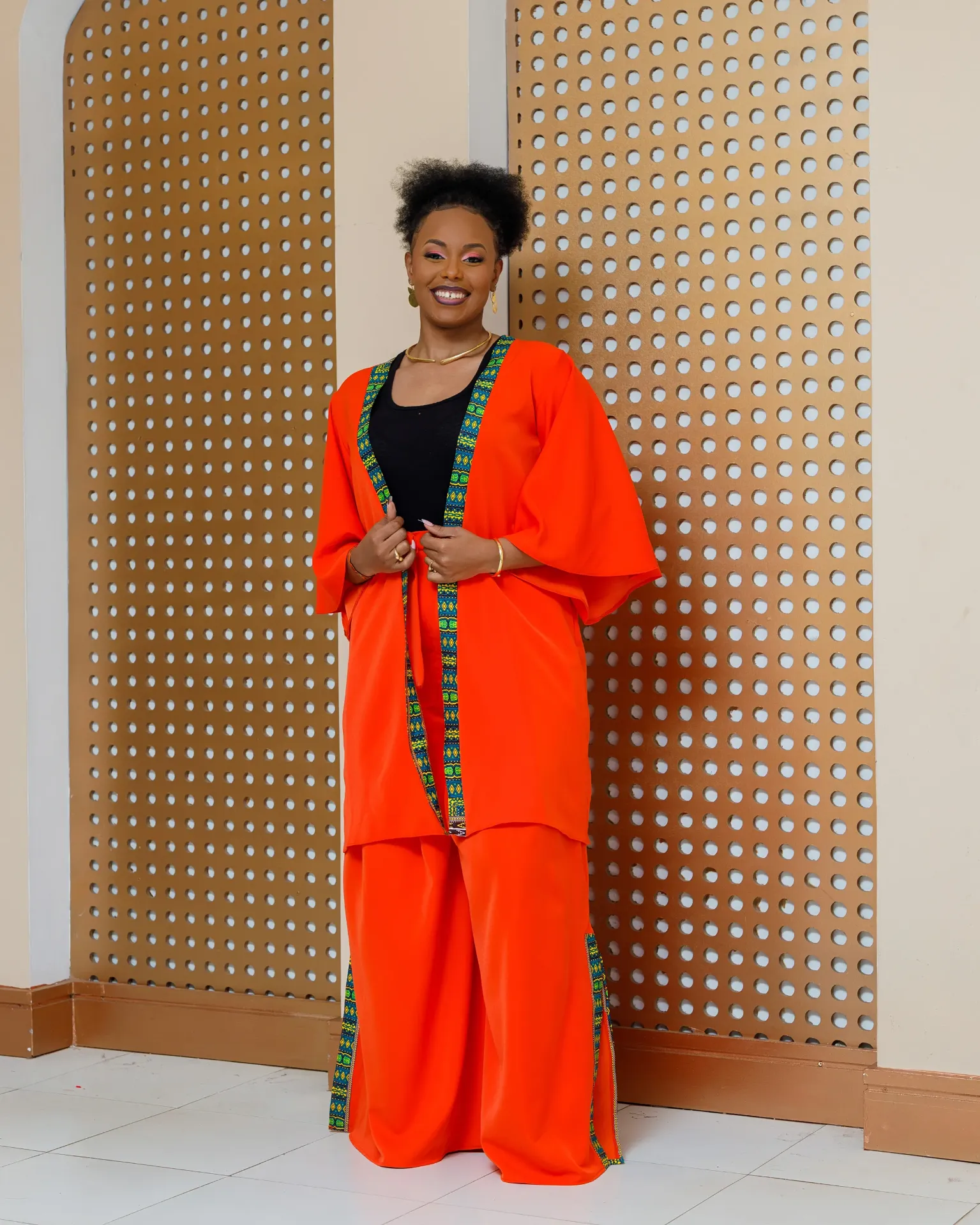Enchoro Kimono ONLY WITHOUT Palazzo - Bright Orange